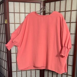 Chic Coral Women's Blouse Top Oversized